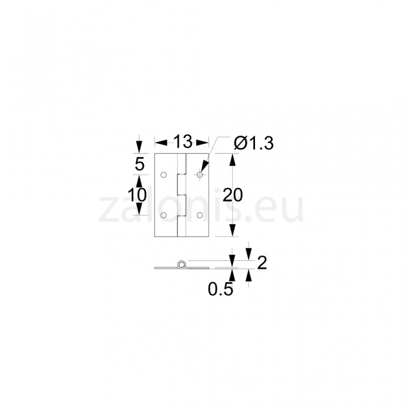 STEEL FLAT HINGE 13x20 ITALY / GOLD STEEL FLAT HINGES GOLD ITALY